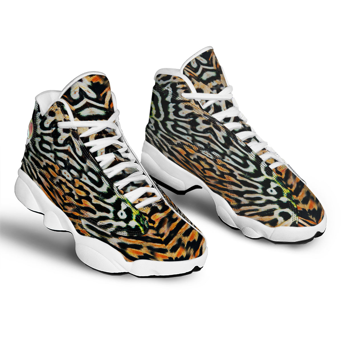 Butterfly Wing Skin Orage Print White Basketball Shoes-grizzshop
