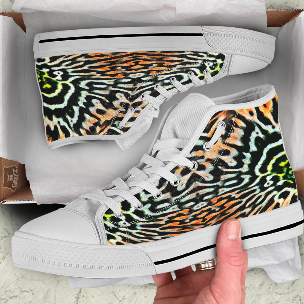 Butterfly Wing Skin Orage Print White High Top Shoes-grizzshop