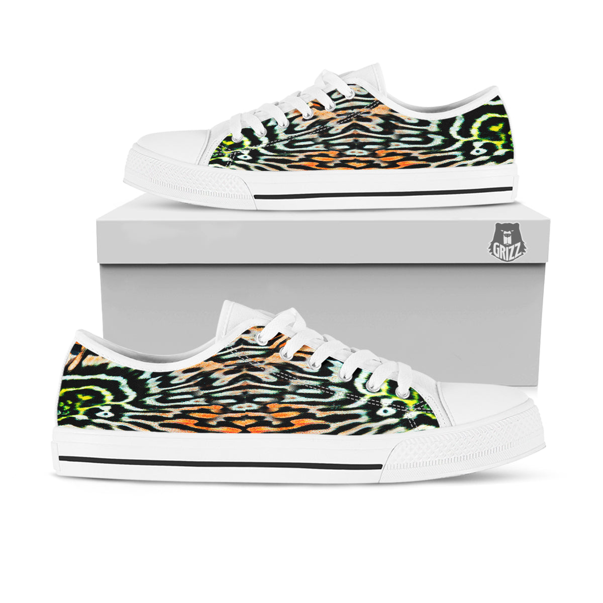 Butterfly Wing Skin Orage Print White Low Top Shoes-grizzshop