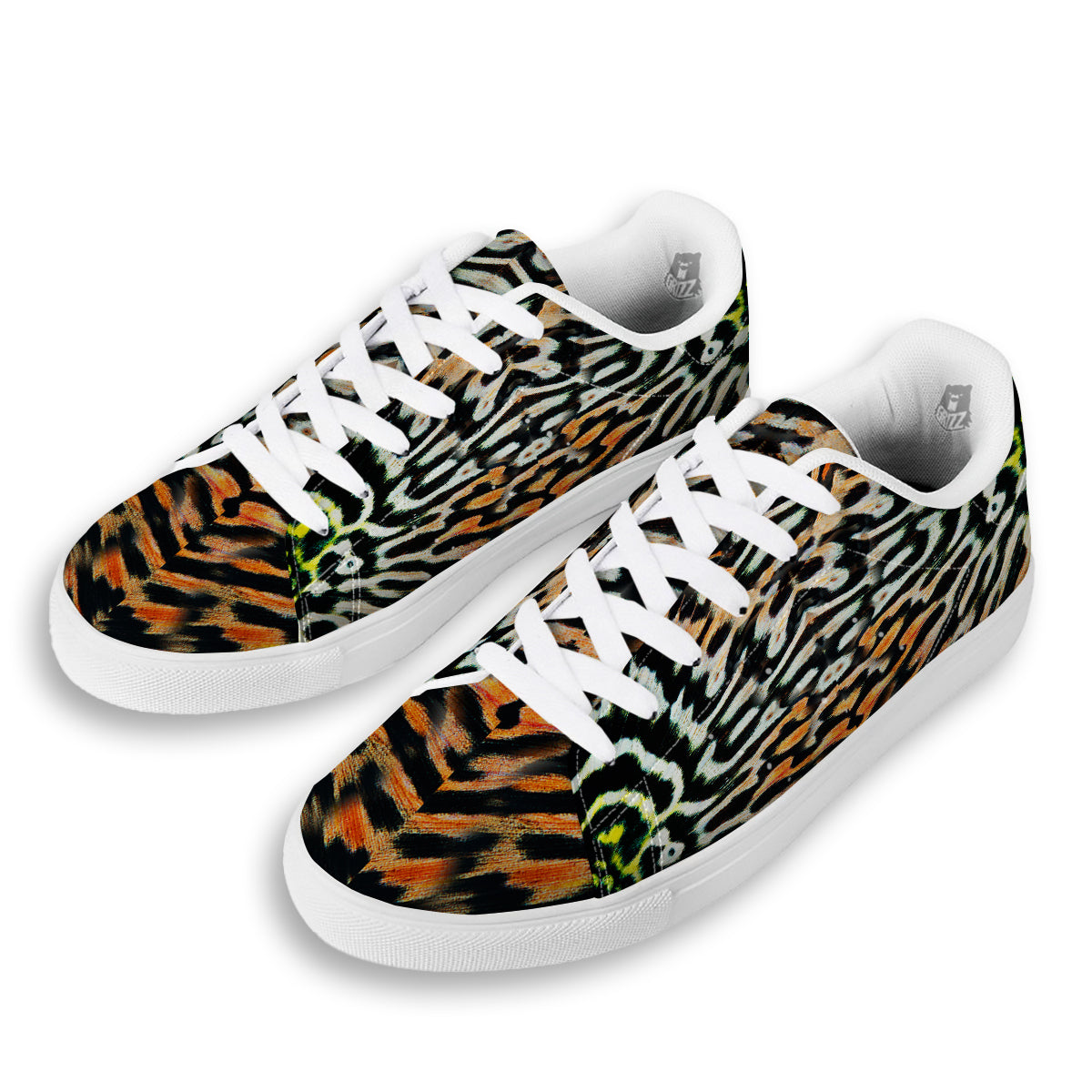 Butterfly Wing Skin Orage Print White Low Top Sneakers-grizzshop