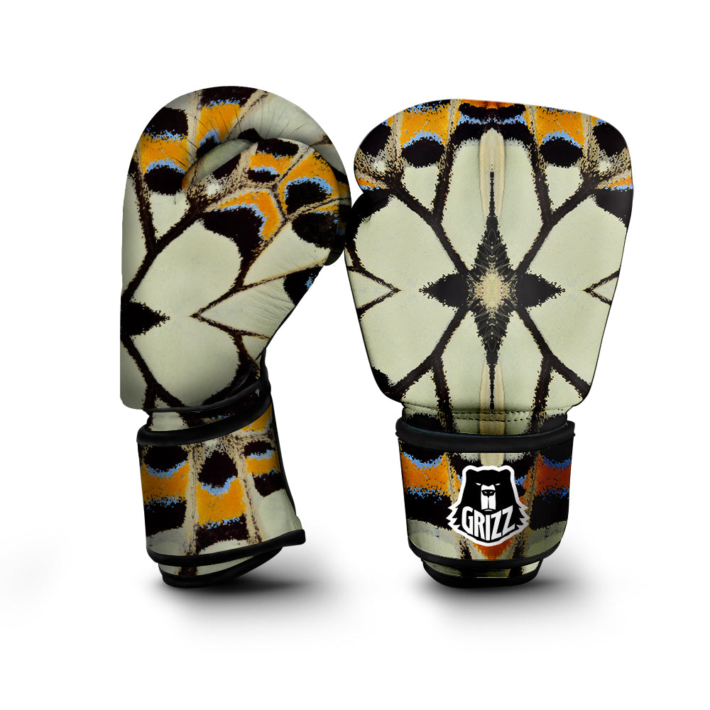 Butterfly Wing Skin White Orange Print Boxing Gloves-grizzshop