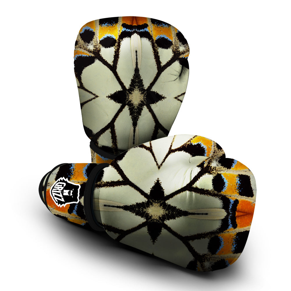 Butterfly Wing Skin White Orange Print Boxing Gloves-grizzshop
