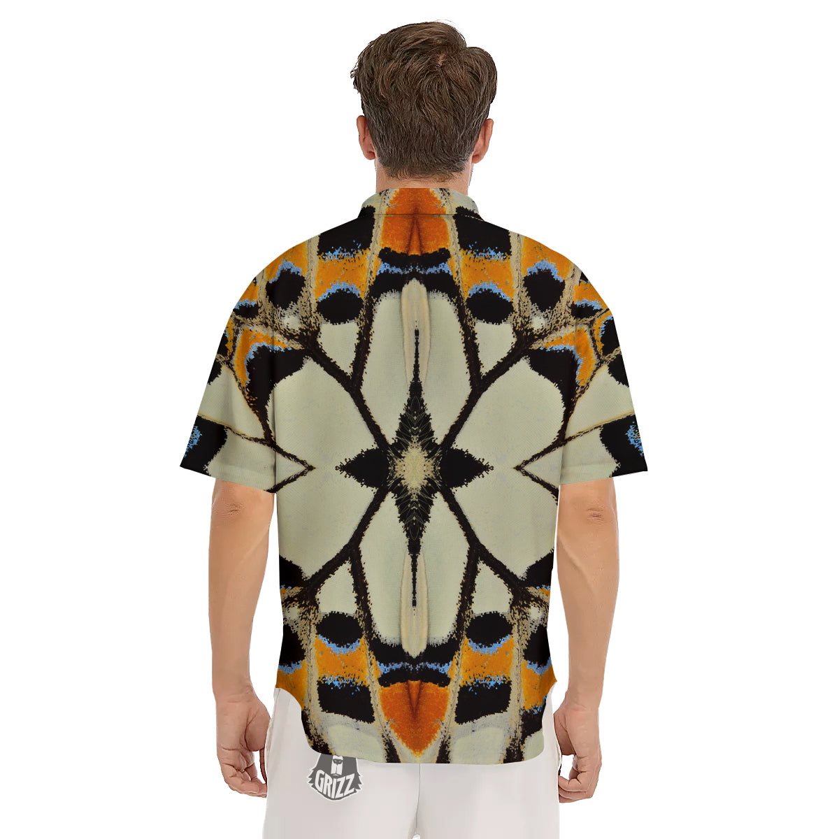 Butterfly Wing Skin White Orange Print Men's Short Sleeve Shirts-grizzshop