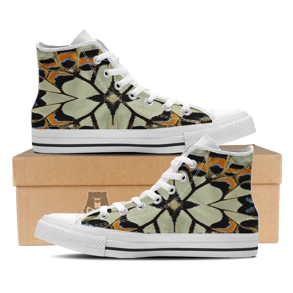 Butterfly Wing Skin White Orange Print White High Top Shoes-grizzshop