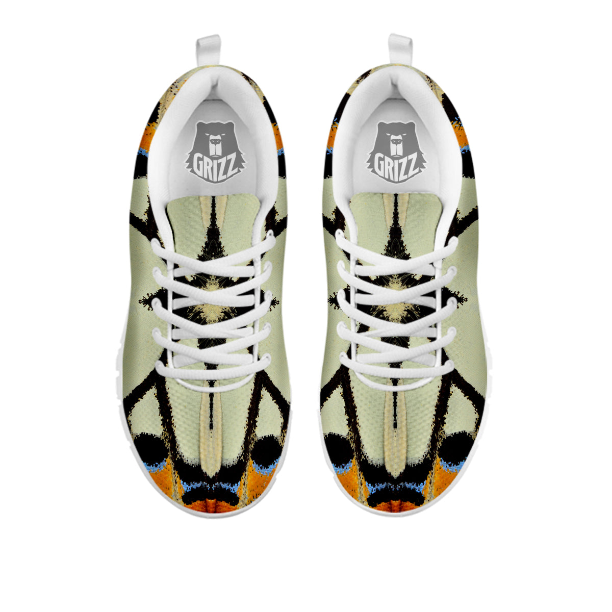 Butterfly Wing Skin White Orange Print White Sneaker-grizzshop