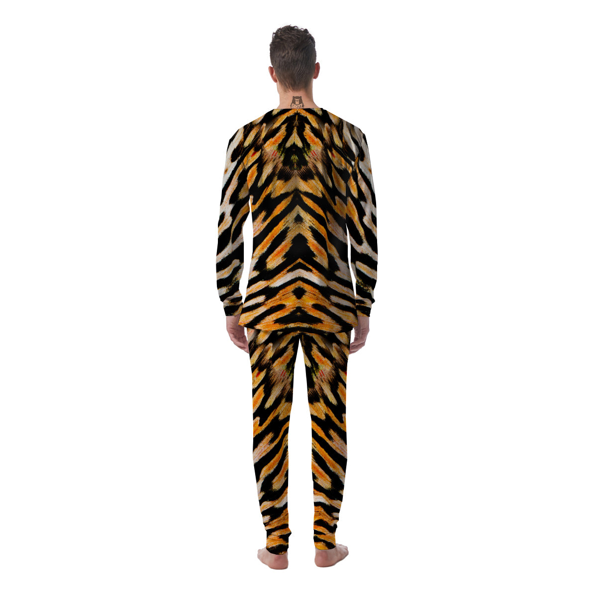 Butterfly Wing Skin White Orange Tiger Print Men's Pajamas-grizzshop