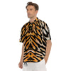 Butterfly Wing Skin White Orange Tiger Print Men's Short Sleeve Shirts-grizzshop