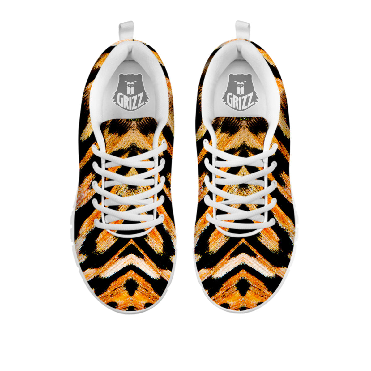 Butterfly Wing Skin White Orange Tiger Print White Sneaker-grizzshop