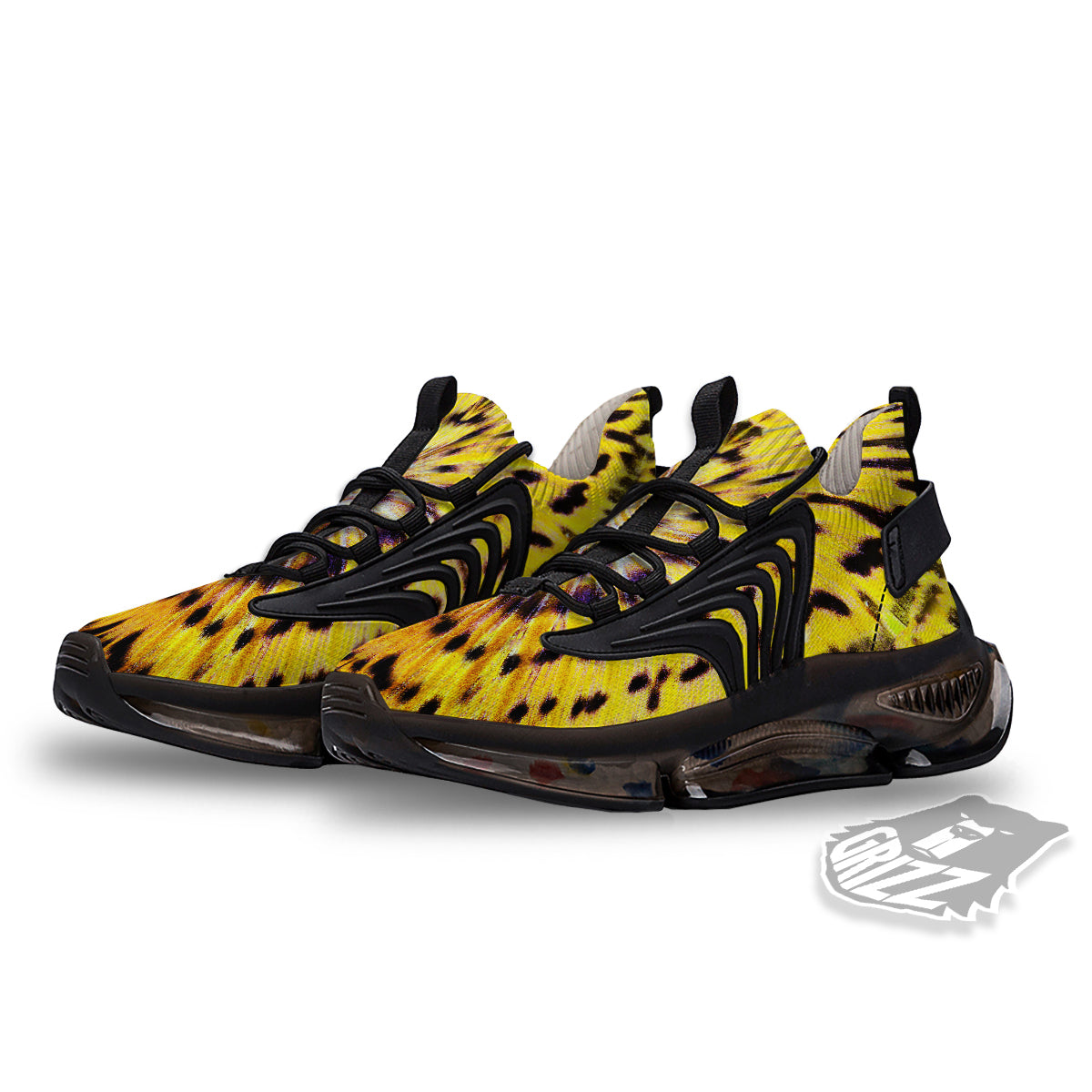 Butterfly Wing Skin Yellow Print Black Gym Shoes-grizzshop