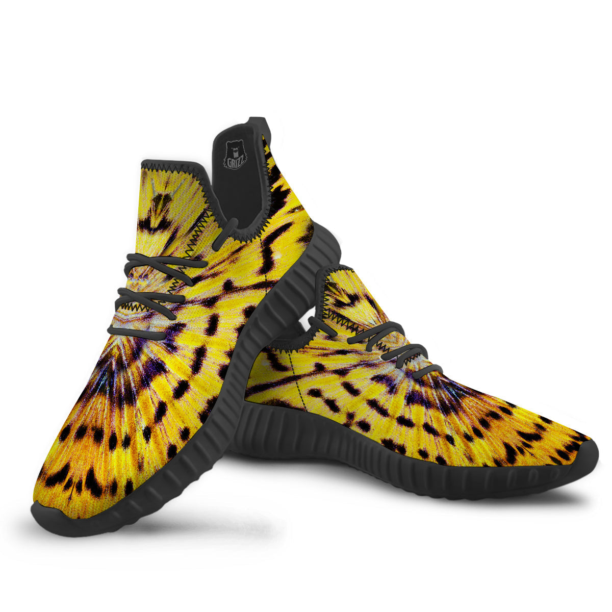 Butterfly Wing Skin Yellow Print Black Walking Shoes-grizzshop