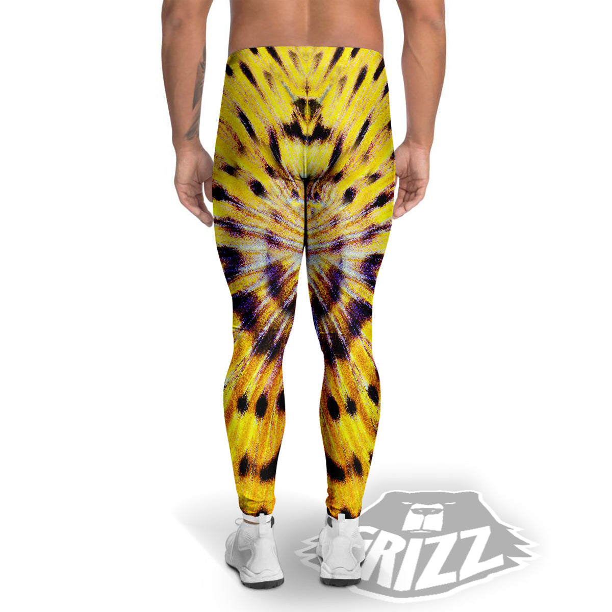 Butterfly Wing Skin Yellow Print Men's Leggings-grizzshop