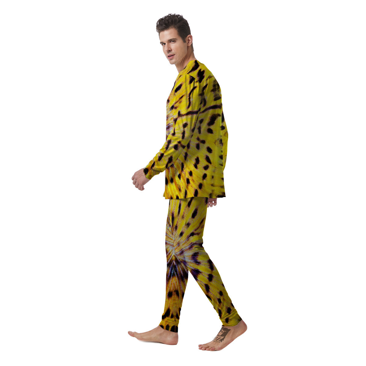 Butterfly Wing Skin Yellow Print Men's Pajamas-grizzshop