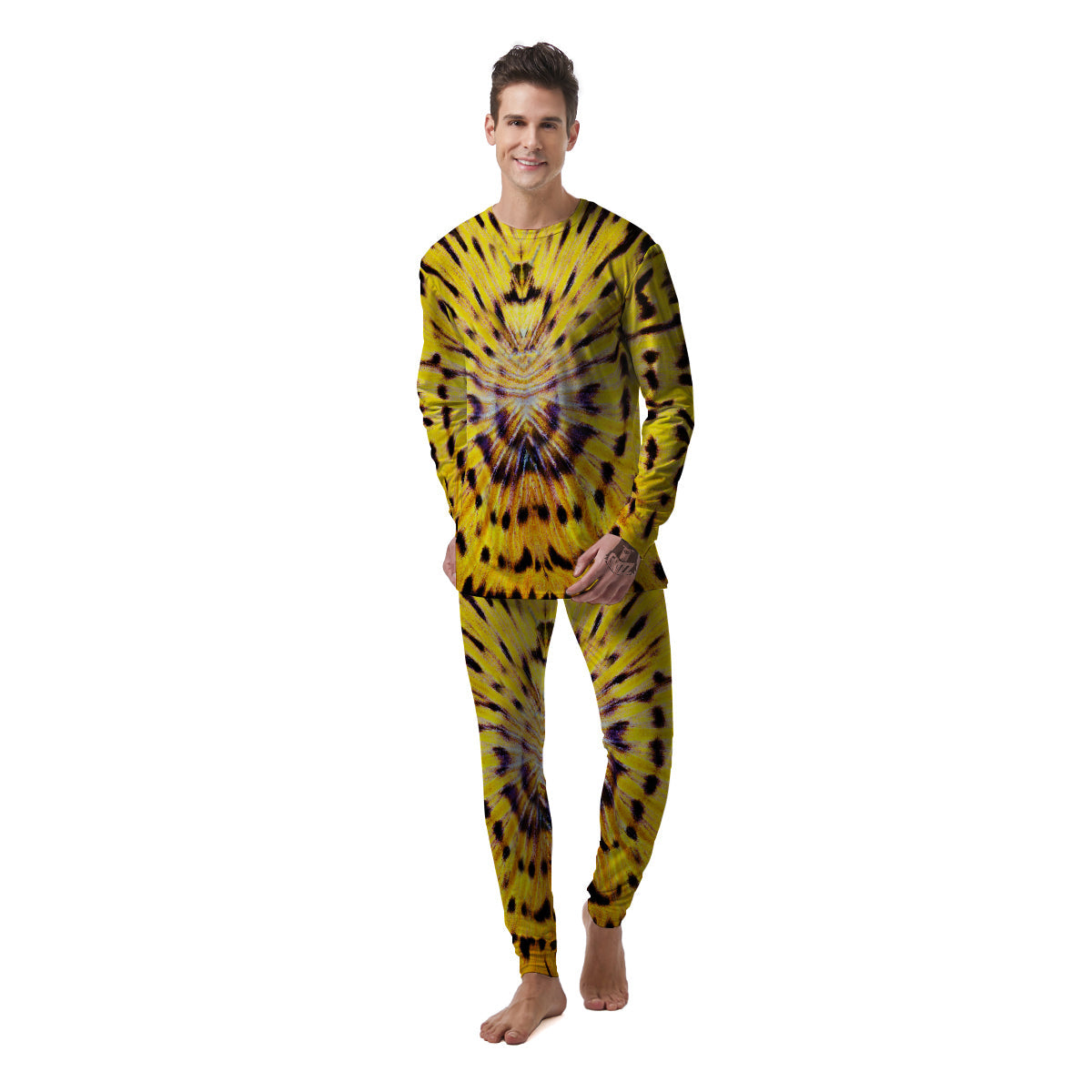 Butterfly Wing Skin Yellow Print Men's Pajamas-grizzshop