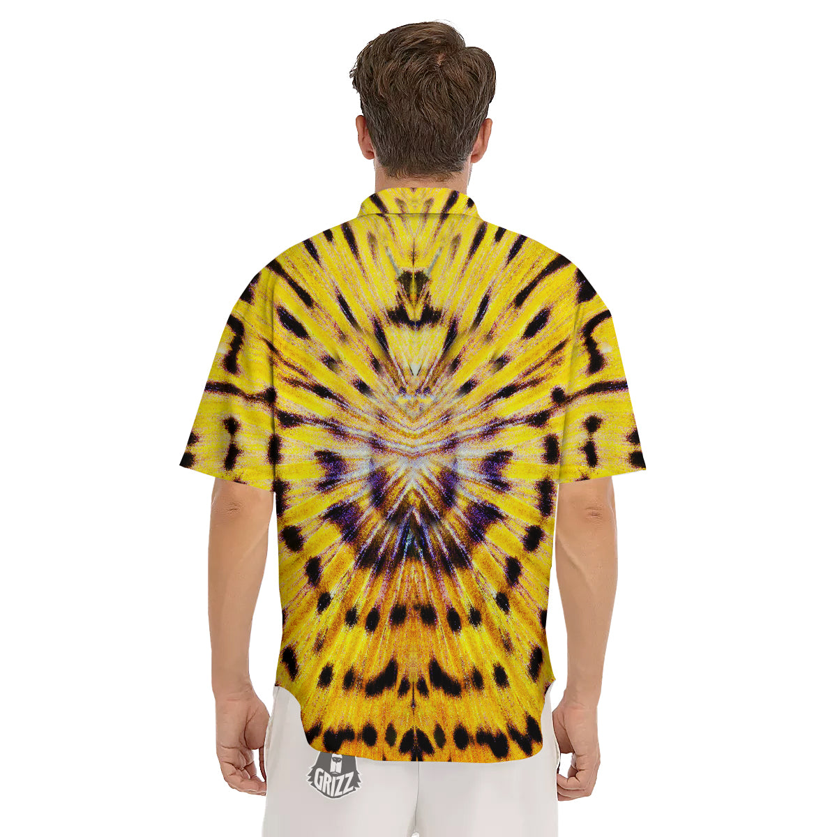 Butterfly Wing Skin Yellow Print Men's Short Sleeve Shirts-grizzshop