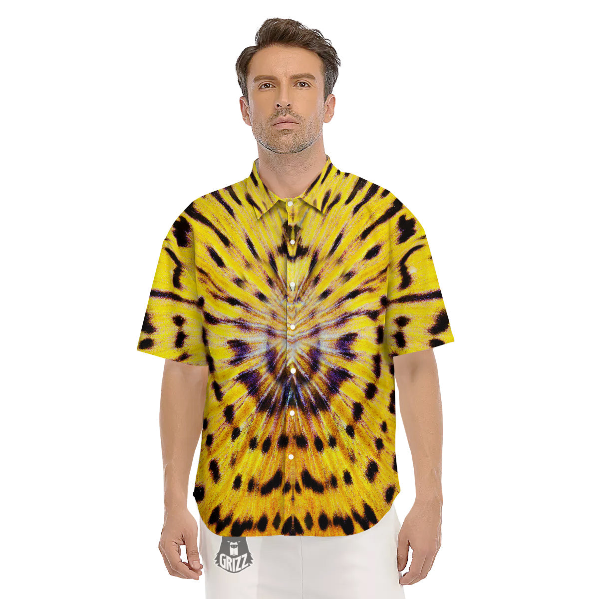 Butterfly Wing Skin Yellow Print Men's Short Sleeve Shirts-grizzshop