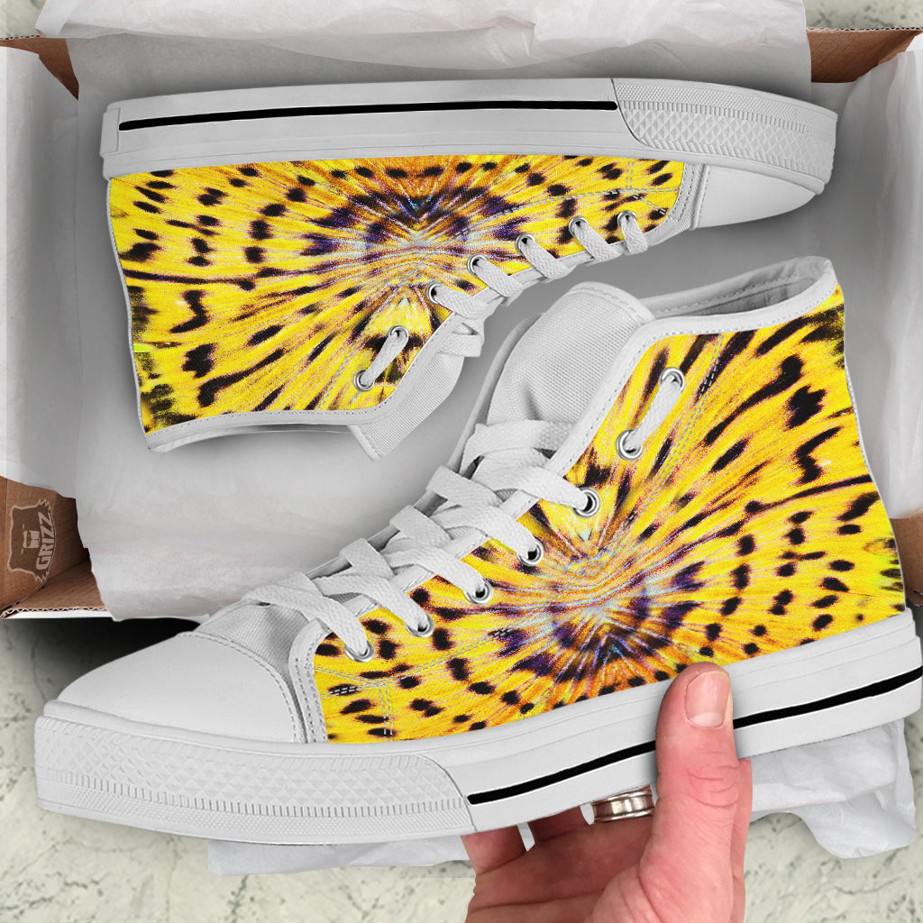 Butterfly Wing Skin Yellow Print White High Top Shoes-grizzshop