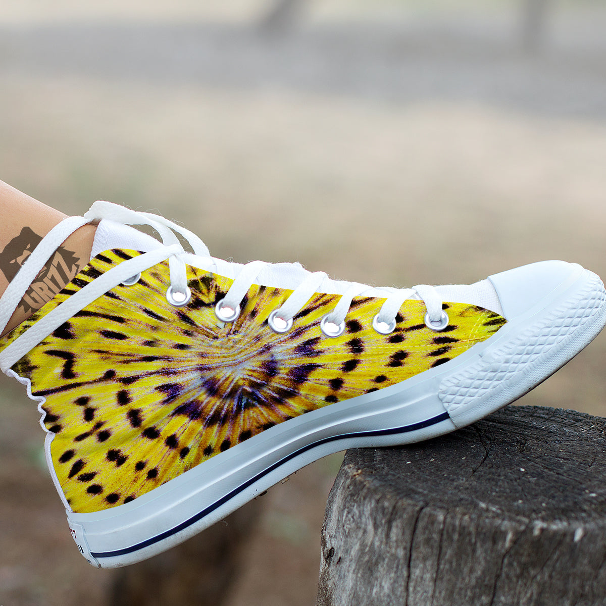 Butterfly Wing Skin Yellow Print White High Top Shoes-grizzshop