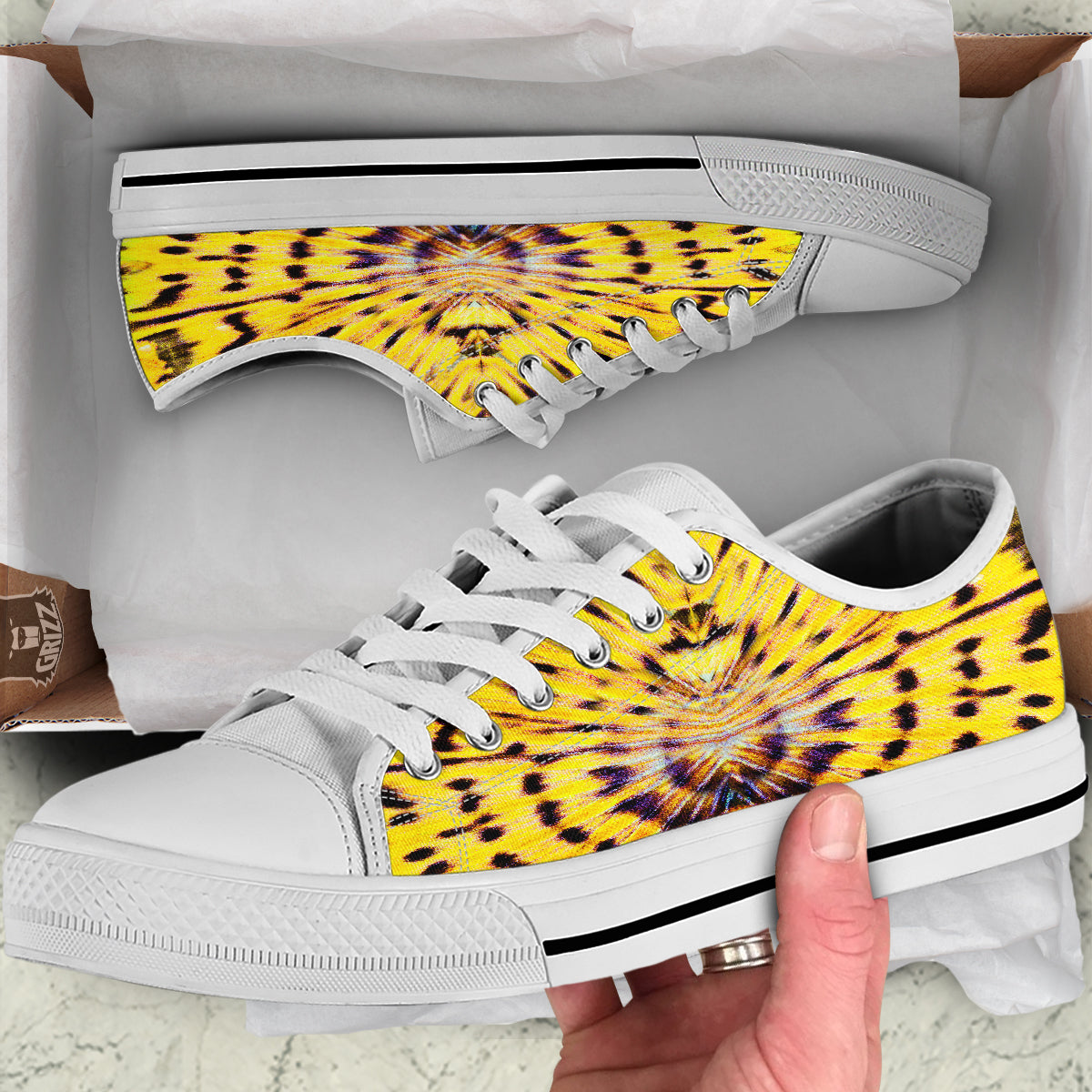 Butterfly Wing Skin Yellow Print White Low Top Shoes-grizzshop