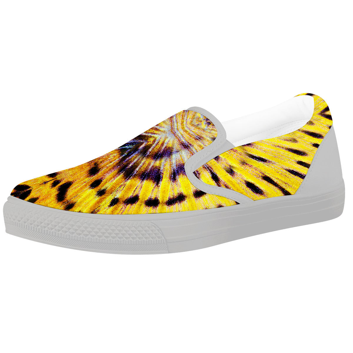 Butterfly Wing Skin Yellow Print White Slip On Shoes-grizzshop