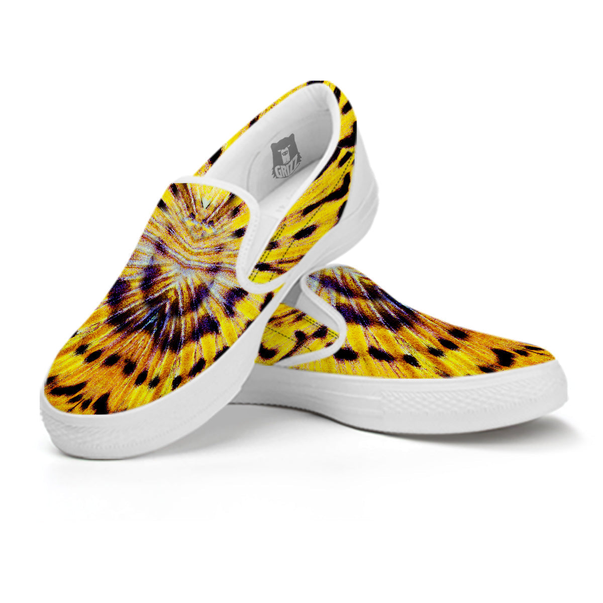 Butterfly Wing Skin Yellow Print White Slip On Shoes-grizzshop