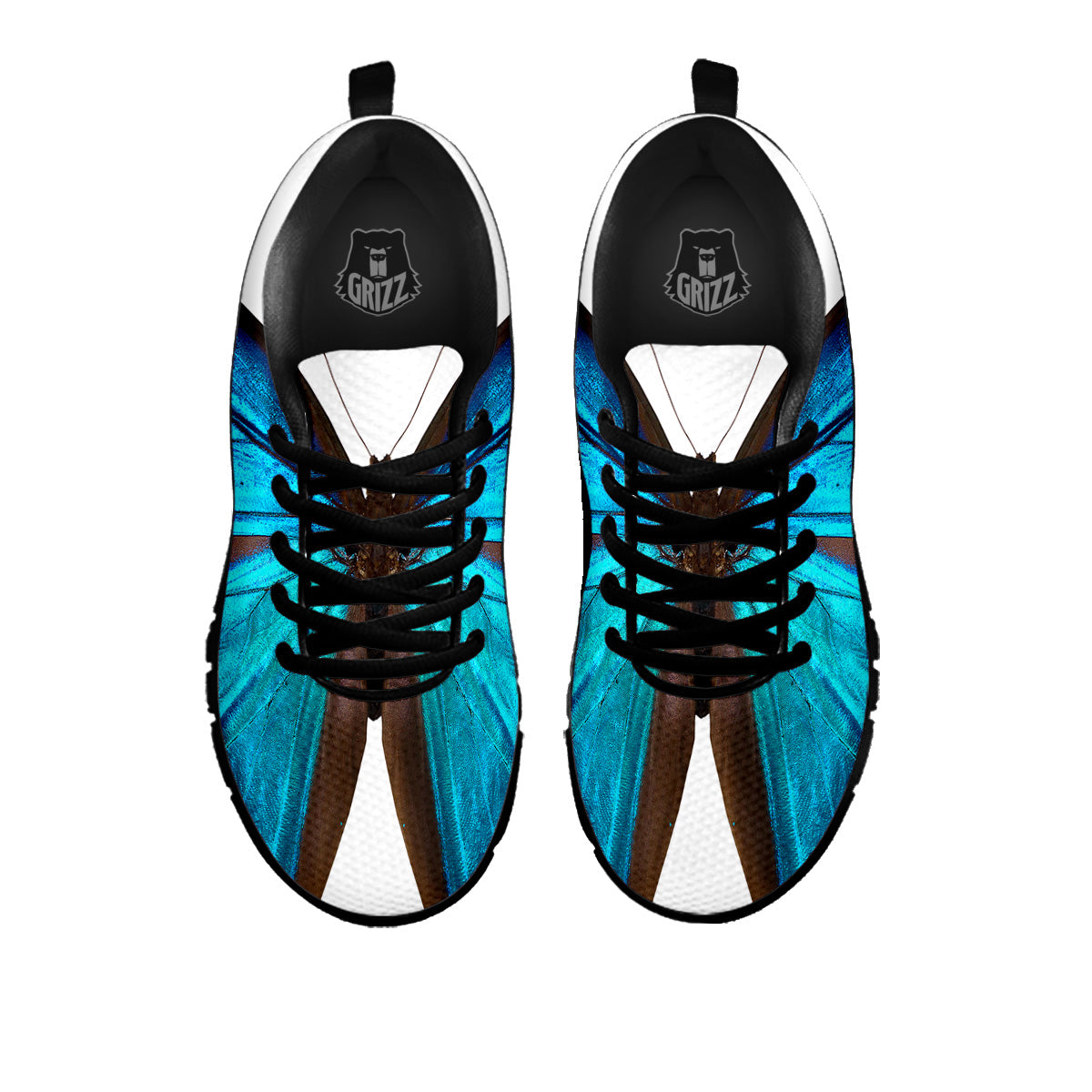Butterfly Wings Blue Monarch Print Black Sneaker-grizzshop
