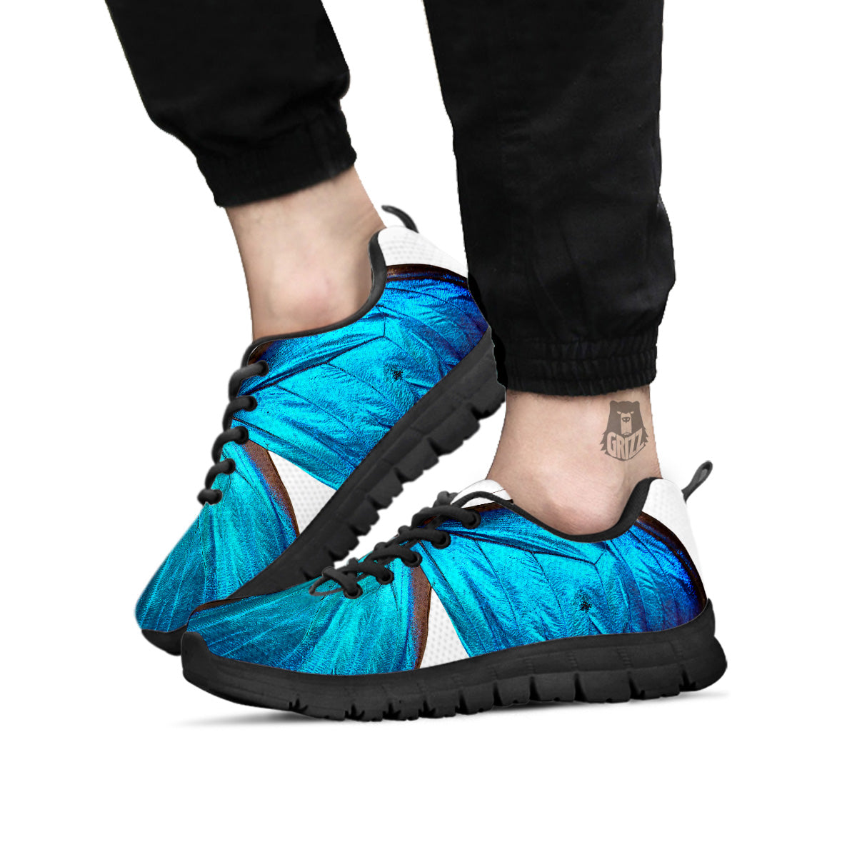 Butterfly Wings Blue Monarch Print Black Sneaker-grizzshop