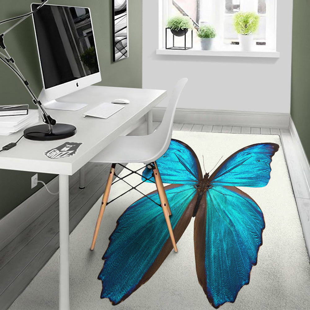 Butterfly Wings Blue Monarch Print Floor Mat-grizzshop