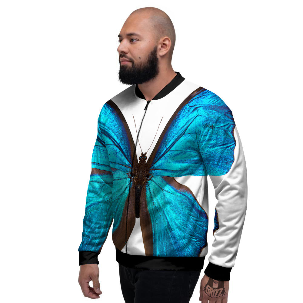 Butterfly Wings Blue Monarch Print Men's Bomber Jacket-grizzshop