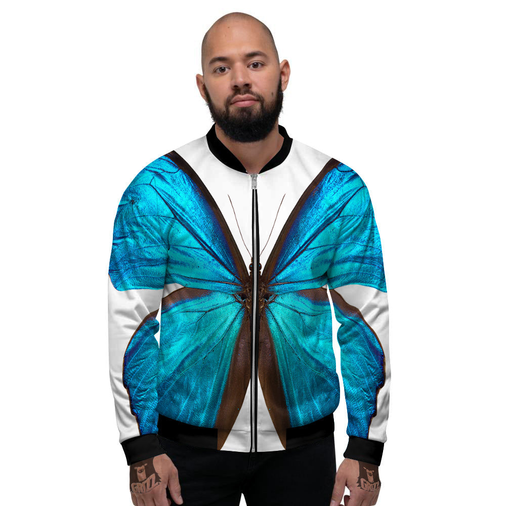 Butterfly Wings Blue Monarch Print Men's Bomber Jacket-grizzshop