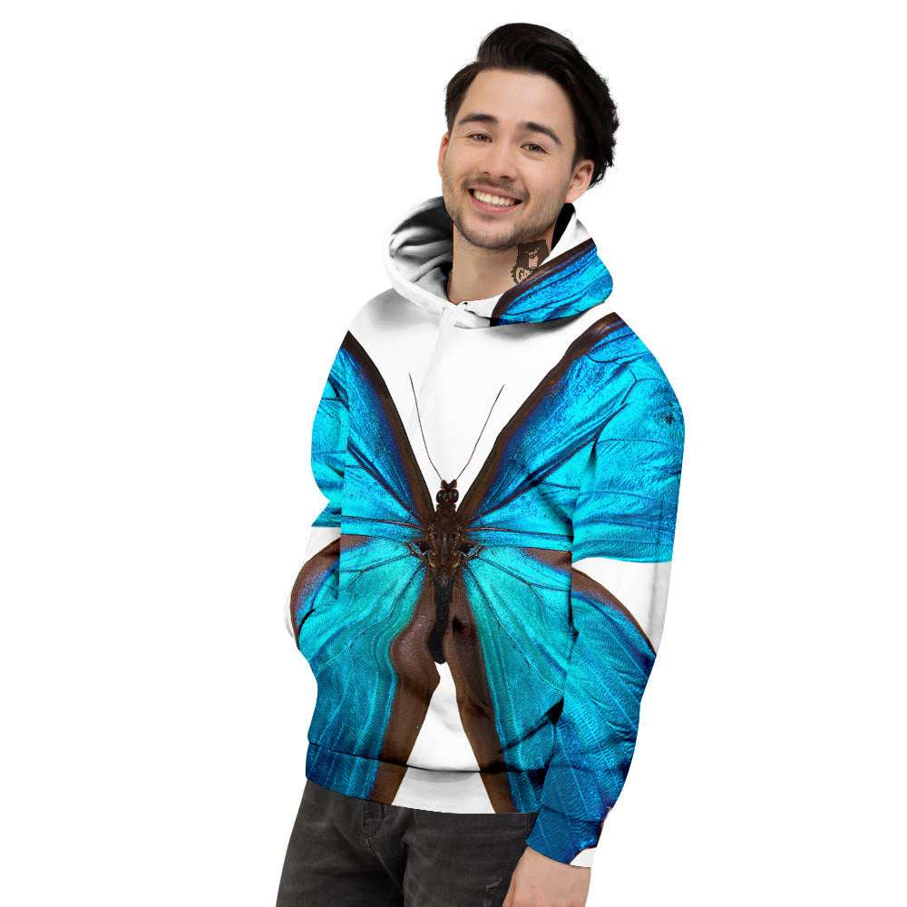 Butterfly Wings Blue Monarch Print Men's Hoodie-grizzshop