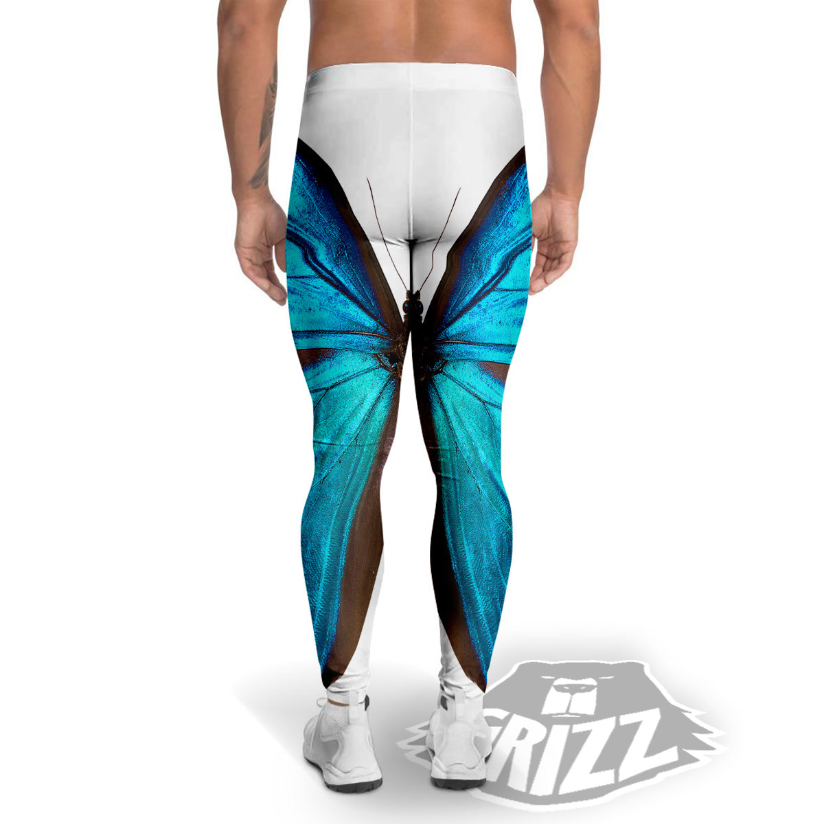 Butterfly Wings Blue Monarch Print Men's Leggings-grizzshop