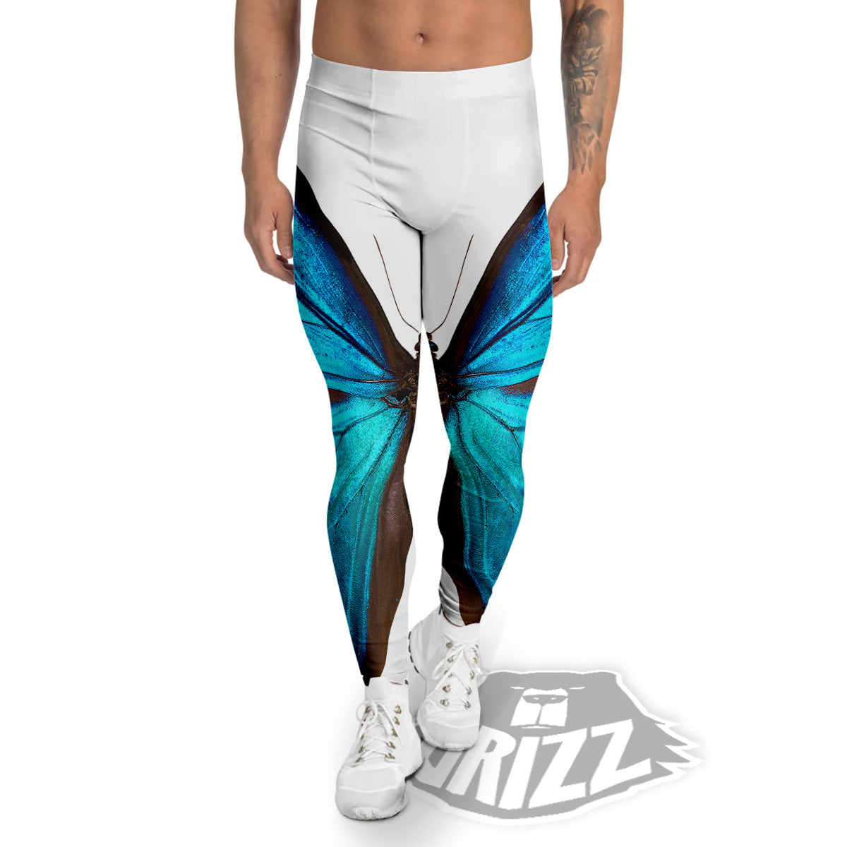 Butterfly Wings Blue Monarch Print Men's Leggings-grizzshop