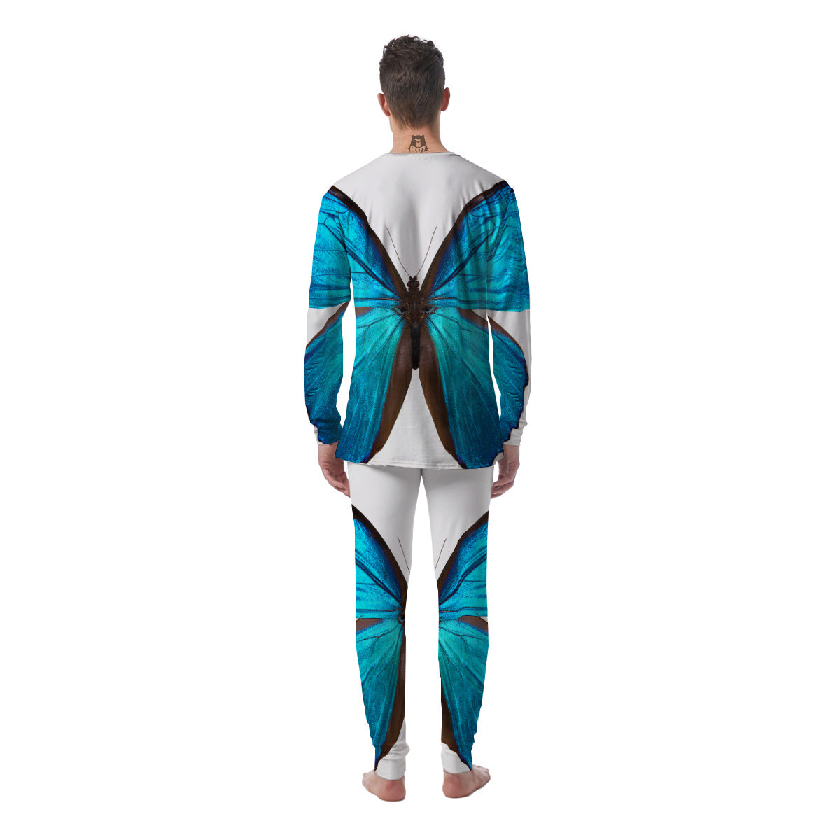 Butterfly Wings Blue Monarch Print Men's Pajamas-grizzshop