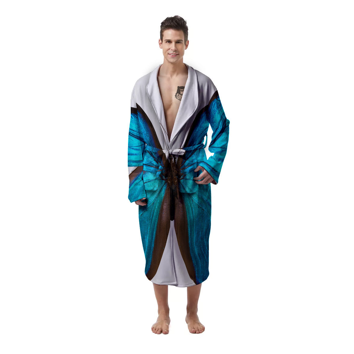 Butterfly Wings Blue Monarch Print Men's Robe-grizzshop