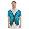 Butterfly Wings Blue Monarch Print Men's Short Sleeve Shirts-grizzshop