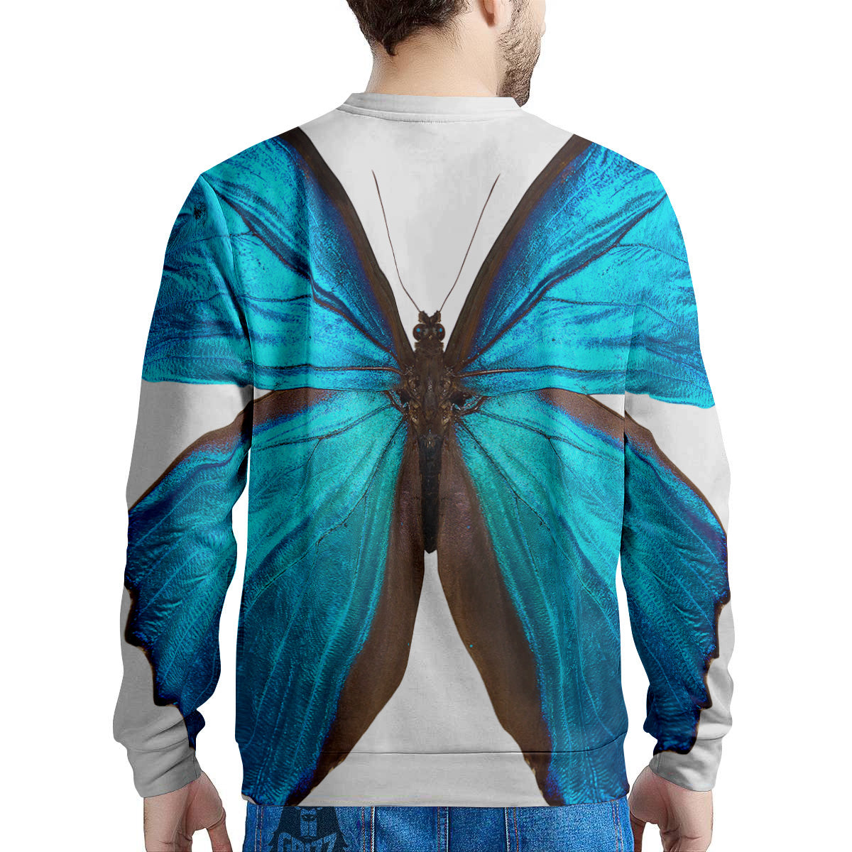 Butterfly Wings Blue Monarch Print Men's Sweatshirt-grizzshop