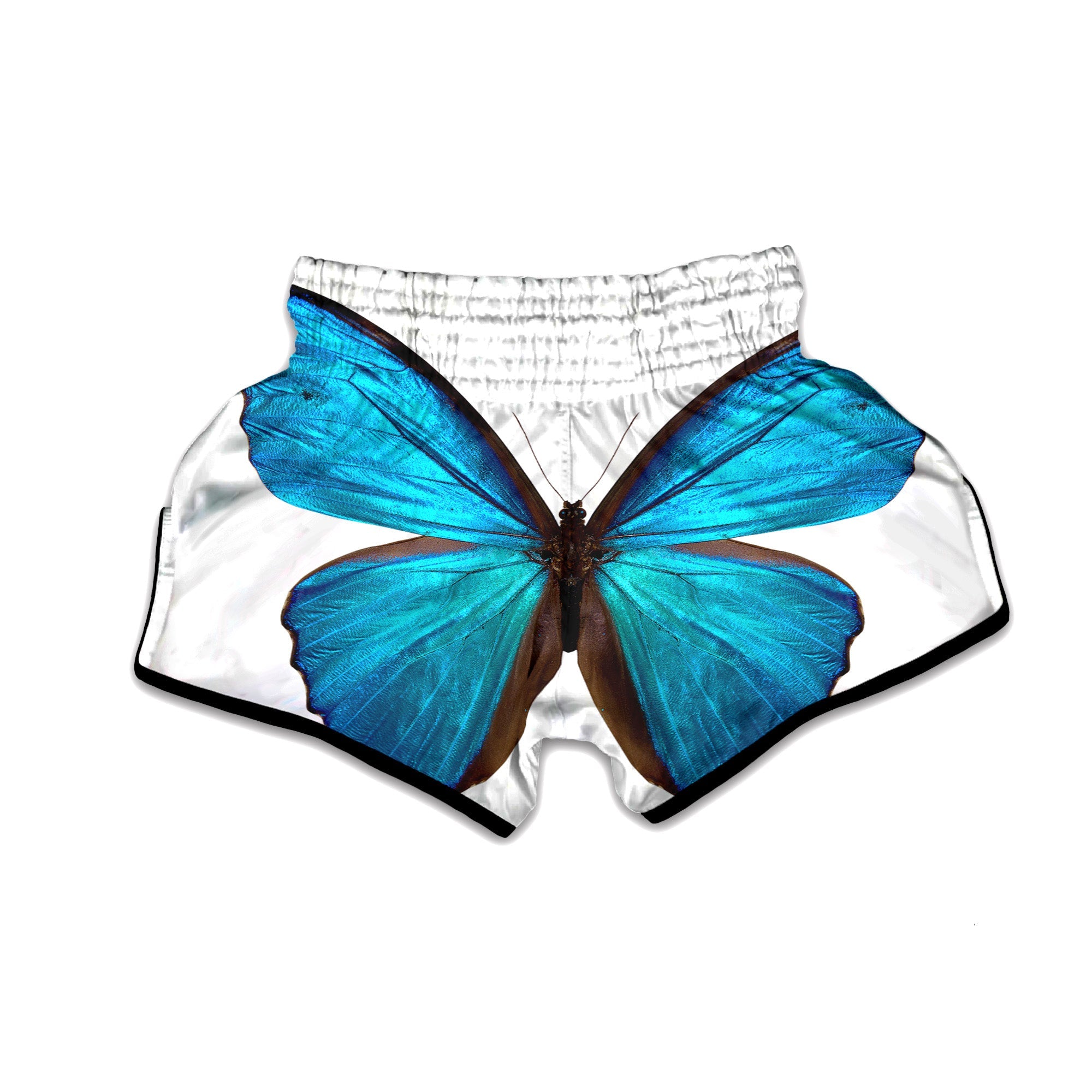 Butterfly Wings Blue Monarch Print Muay Thai Boxing Shorts-grizzshop