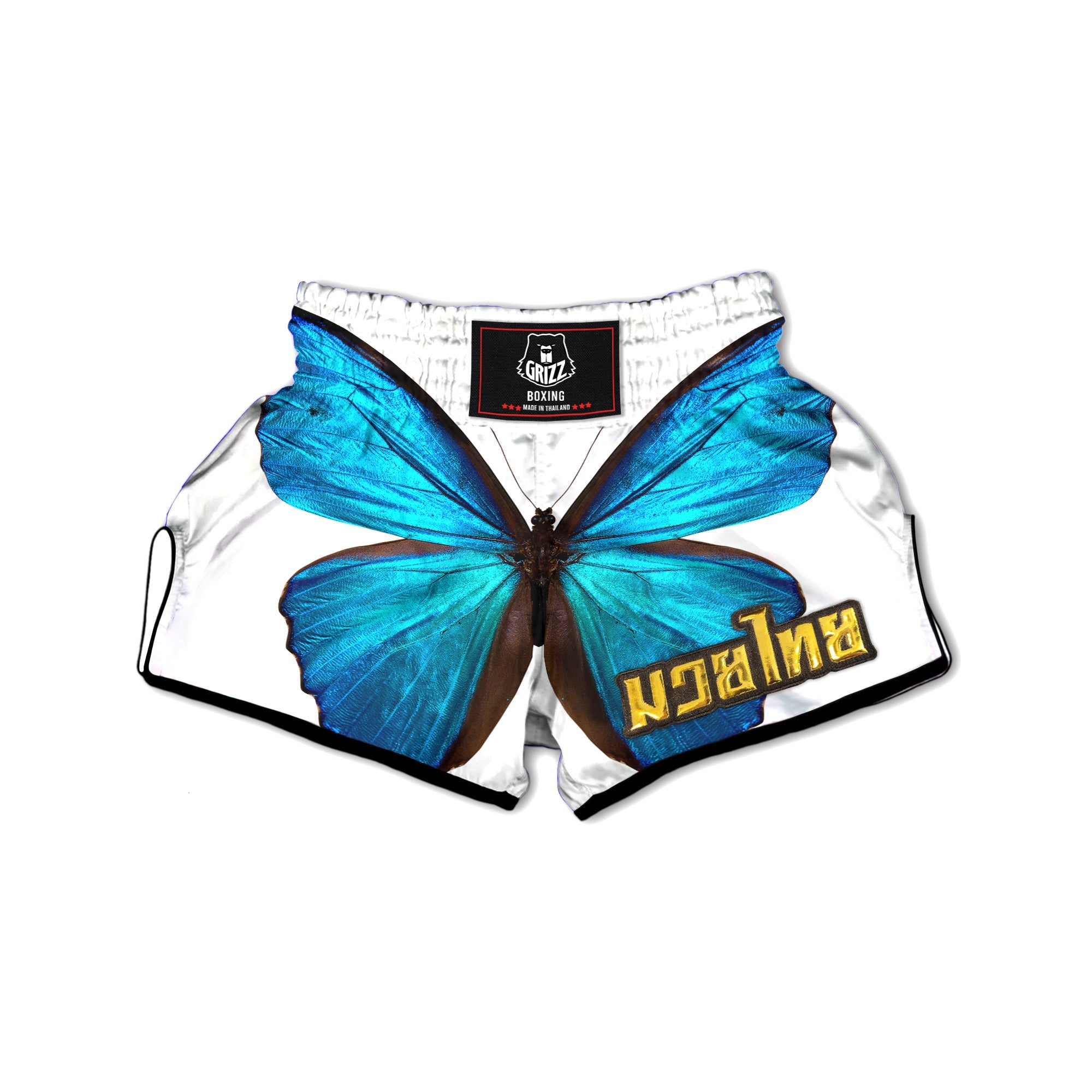 Butterfly Wings Blue Monarch Print Muay Thai Boxing Shorts-grizzshop