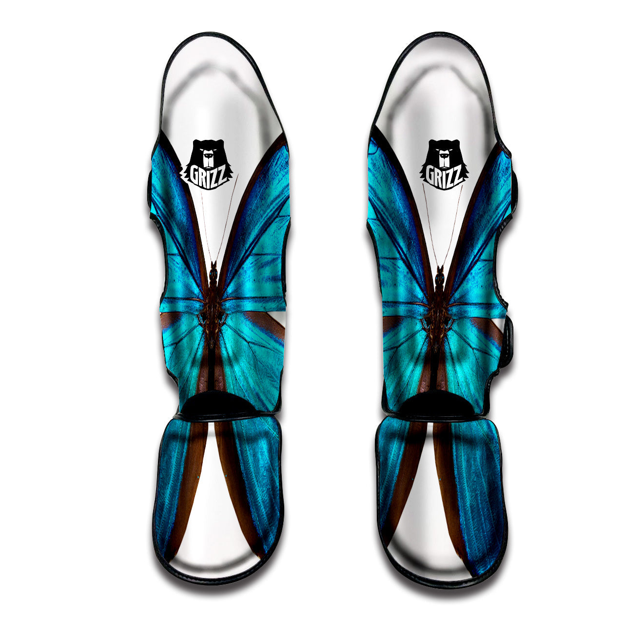 Butterfly Wings Blue Monarch Print Muay Thai Shin Guards-grizzshop