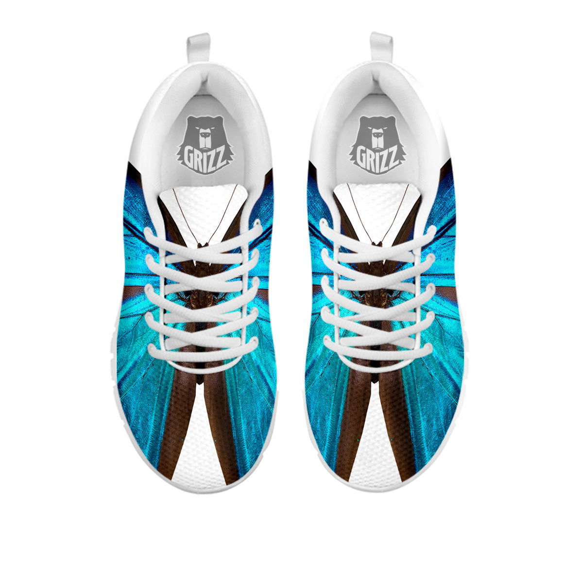 Butterfly Wings Blue Monarch Print White Sneaker-grizzshop