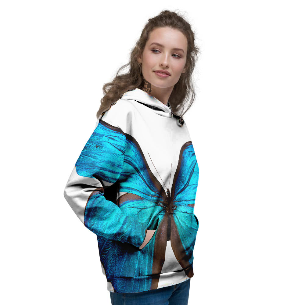 Butterfly Wings Blue Monarch Print Women's Hoodie-grizzshop