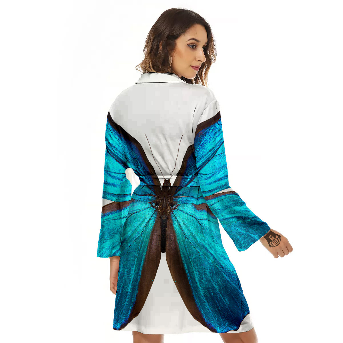 Butterfly Wings Blue Monarch Print Women's Robe-grizzshop