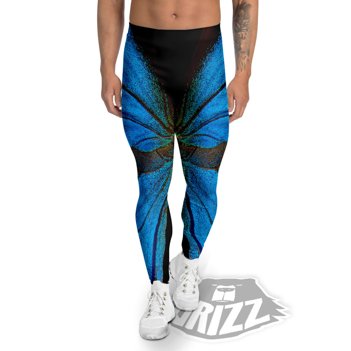 Butterfly Wings Blue Print Men's Leggings-grizzshop