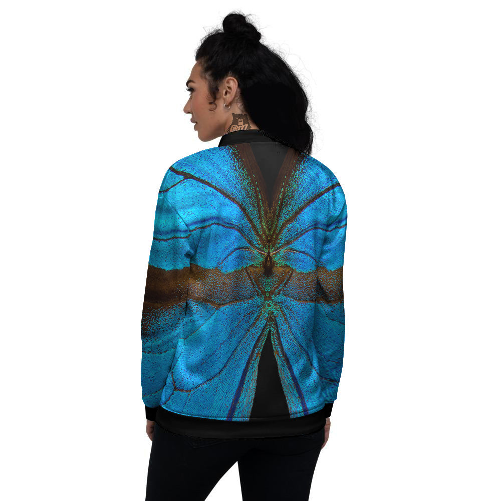 Butterfly Wings Blue Print Women's Bomber Jacket-grizzshop