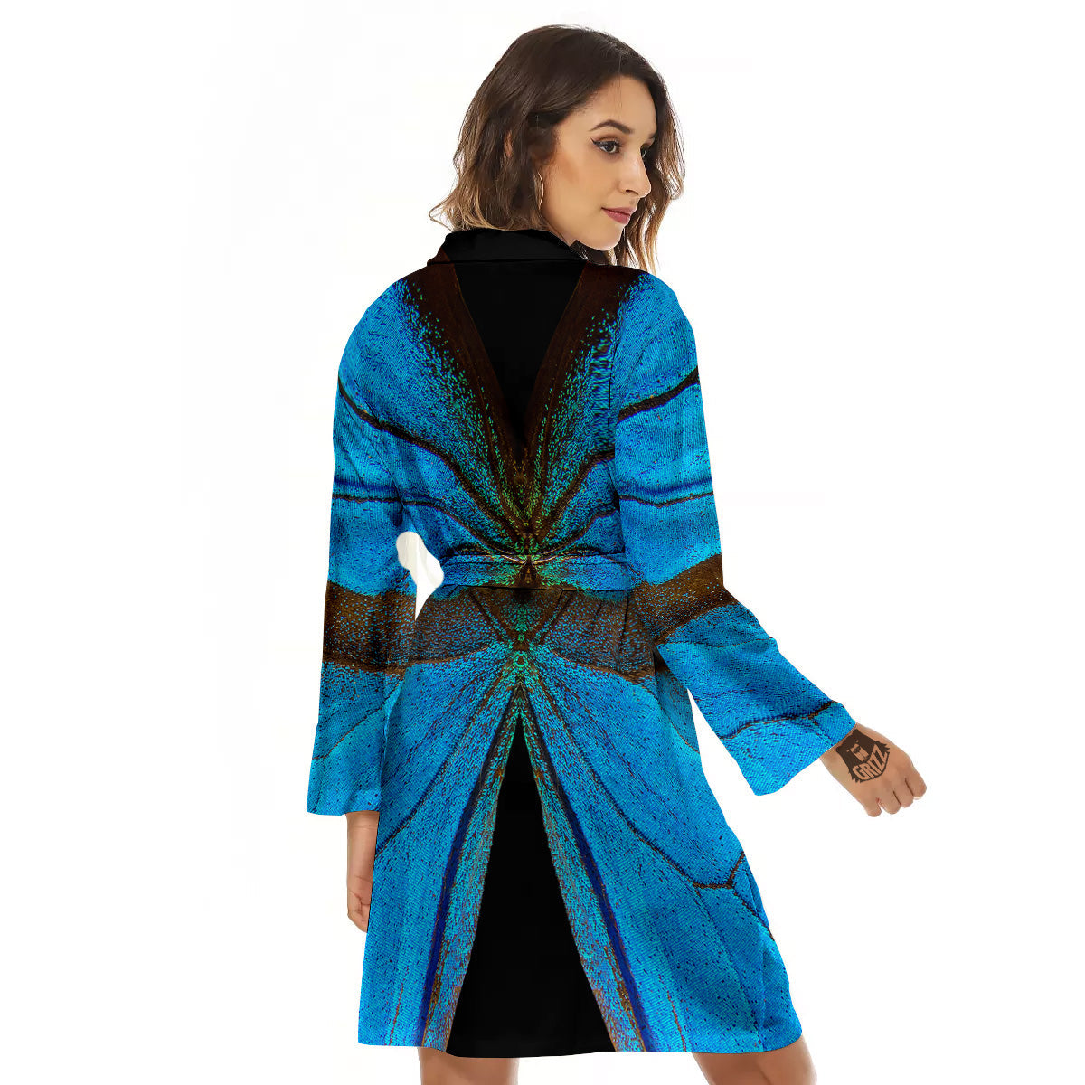 Butterfly Wings Blue Print Women's Robe-grizzshop