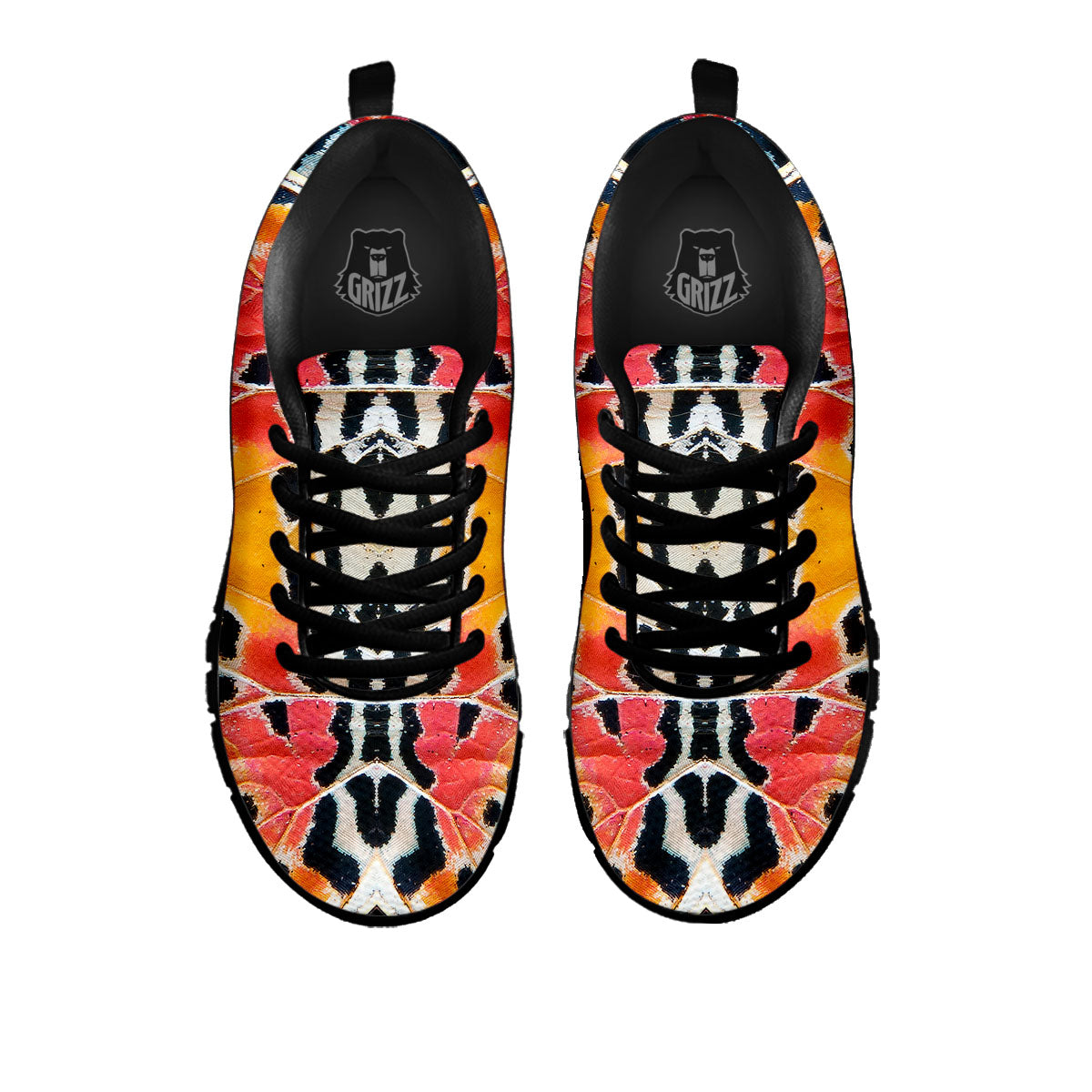 Butterfly Wings Orange Monarch Print Black Sneaker-grizzshop