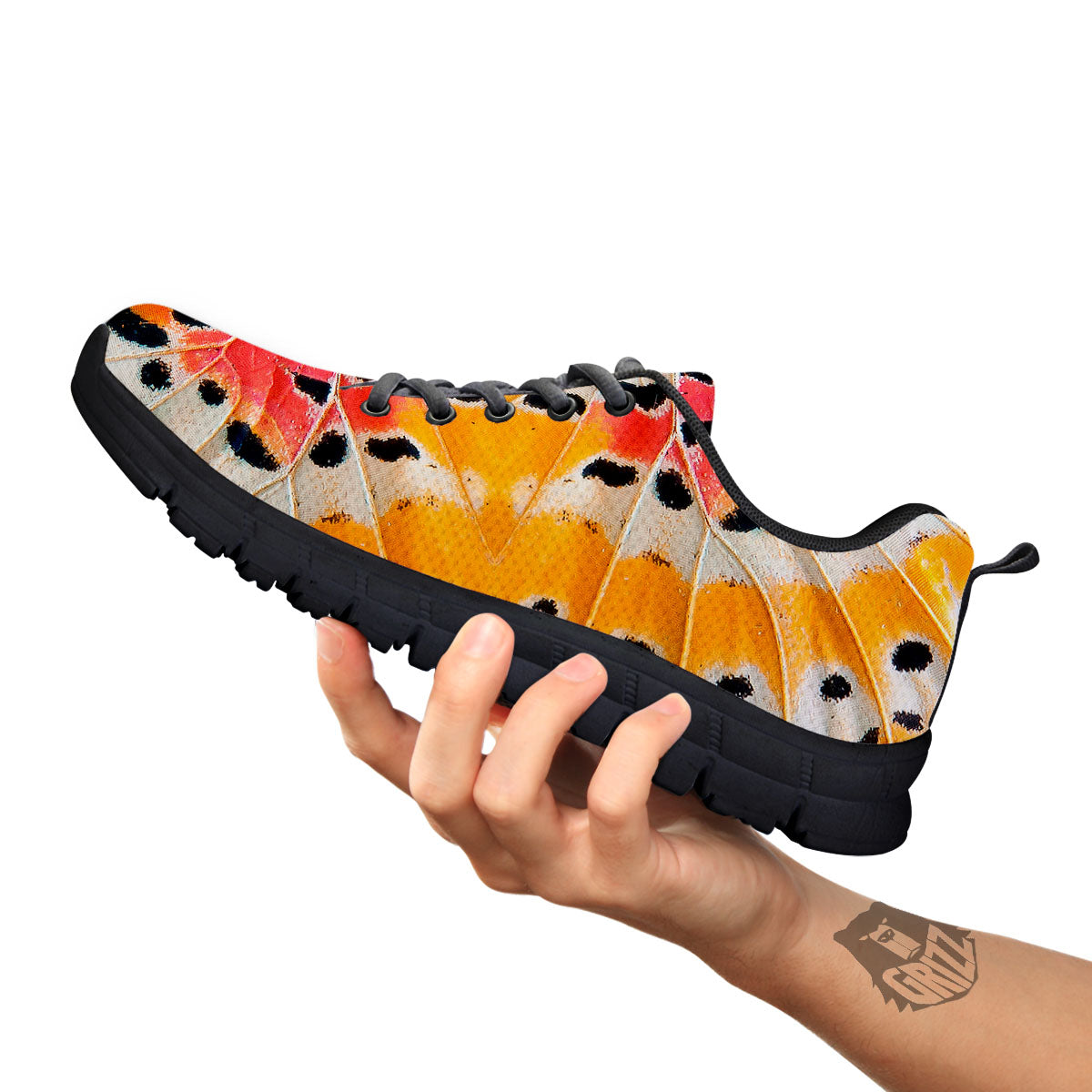 Butterfly Wings Orange Monarch Print Black Sneaker-grizzshop