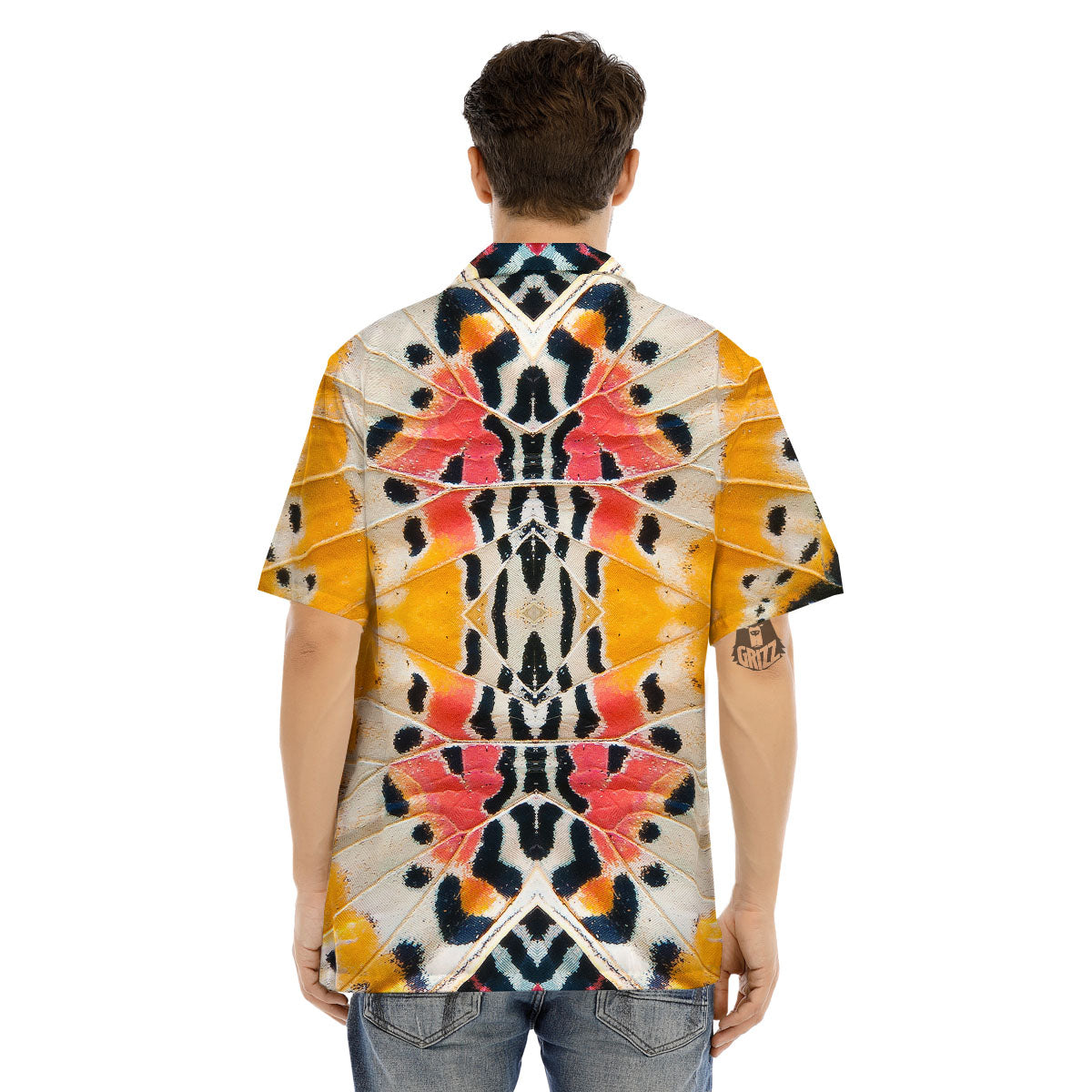 Butterfly Wings Orange Monarch Print Men's Hawaiian Shirt-grizzshop