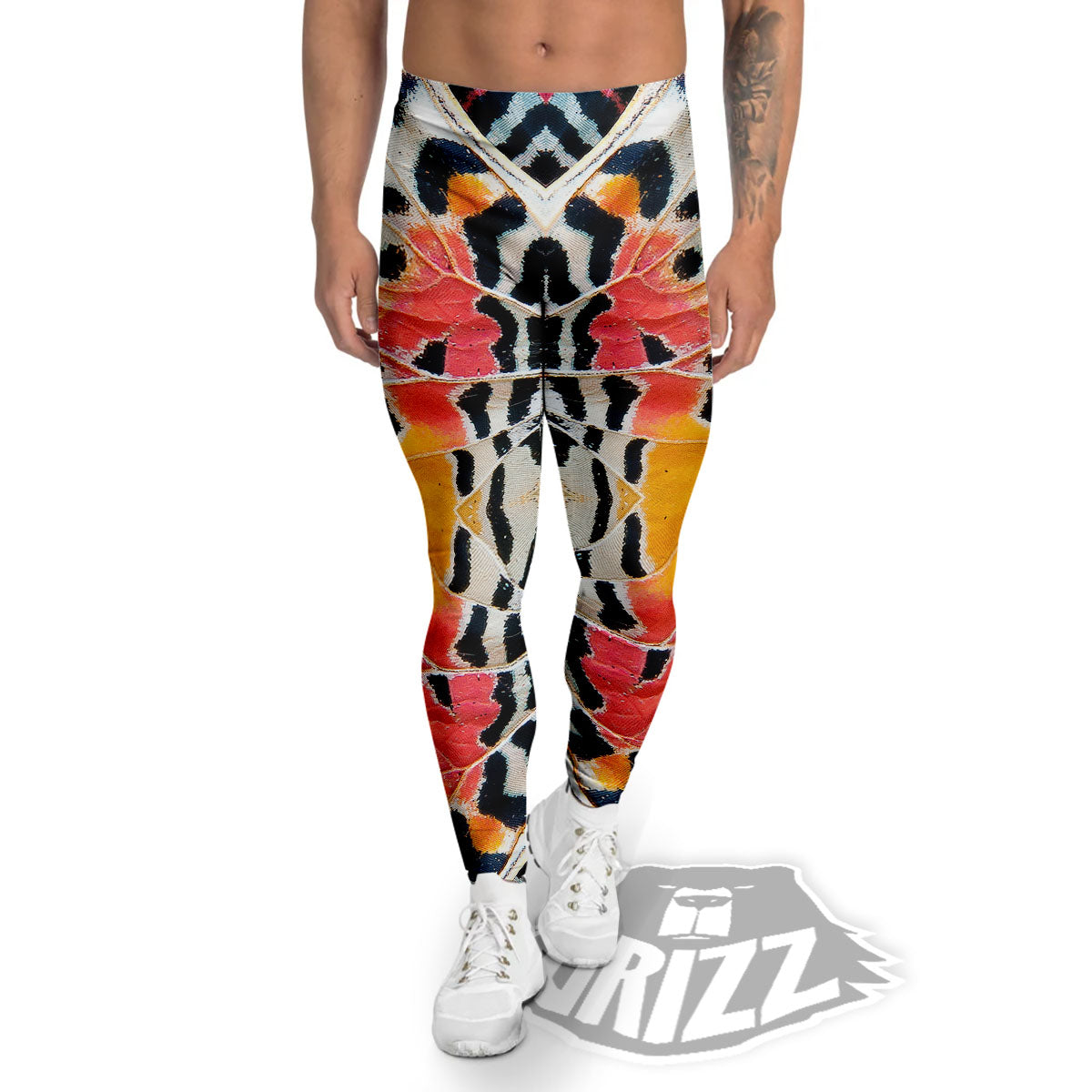 Butterfly Wings Orange Monarch Print Men's Leggings-grizzshop