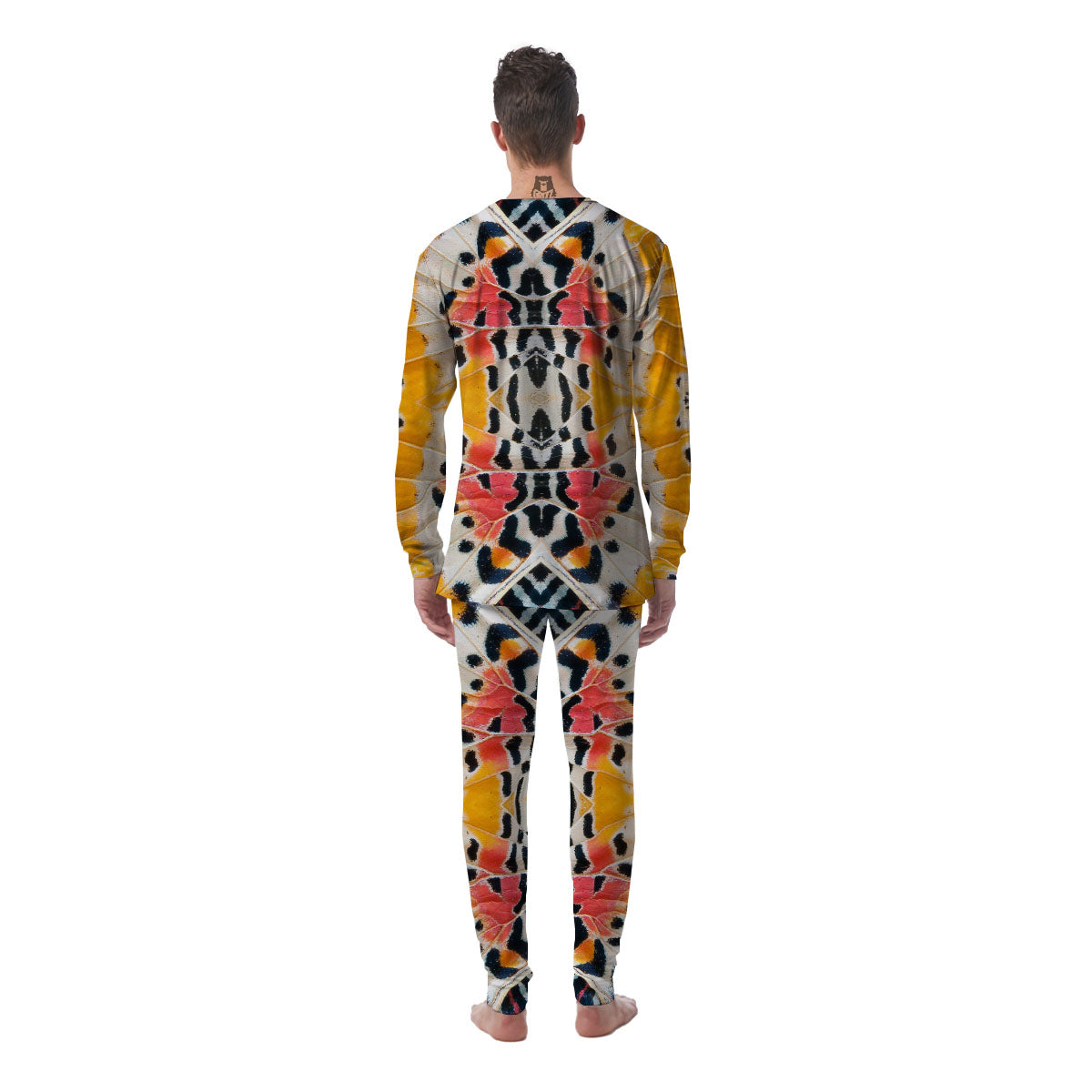 Butterfly Wings Orange Monarch Print Men's Pajamas-grizzshop
